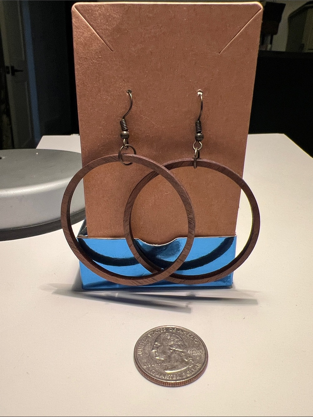 Wooden Hoop Earrings for Women - Brown Lightweight Hoops